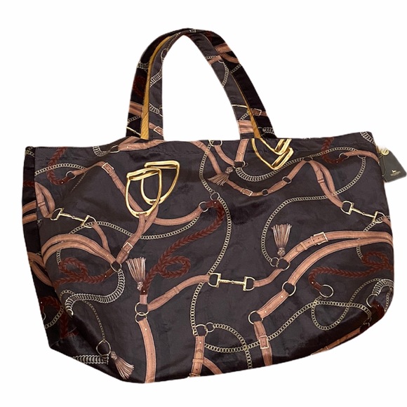 Adamsbro Handbags - ADAMSBORO Brown Velvet Equestrian Theme Bag NWT